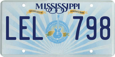 MS license plate LEL798