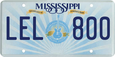 MS license plate LEL800