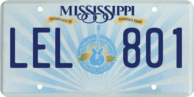 MS license plate LEL801