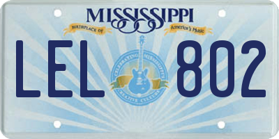 MS license plate LEL802