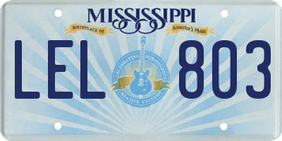 MS license plate LEL803