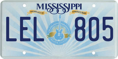 MS license plate LEL805