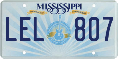 MS license plate LEL807
