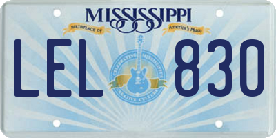 MS license plate LEL830
