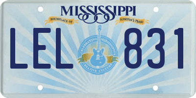 MS license plate LEL831