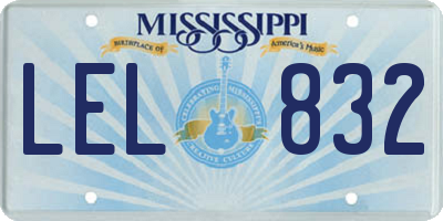 MS license plate LEL832