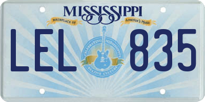 MS license plate LEL835