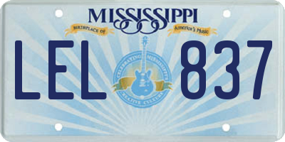 MS license plate LEL837