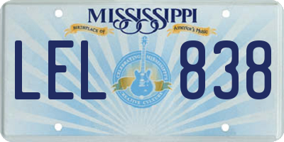 MS license plate LEL838