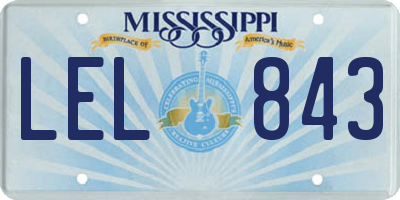 MS license plate LEL843
