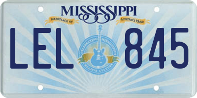 MS license plate LEL845