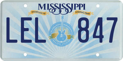 MS license plate LEL847