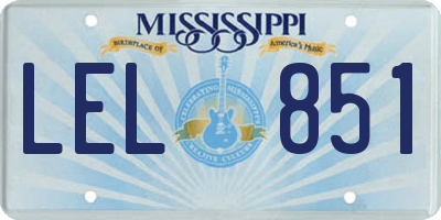 MS license plate LEL851