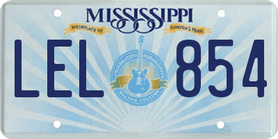 MS license plate LEL854