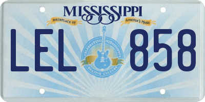 MS license plate LEL858