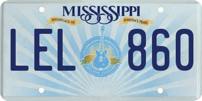 MS license plate LEL860
