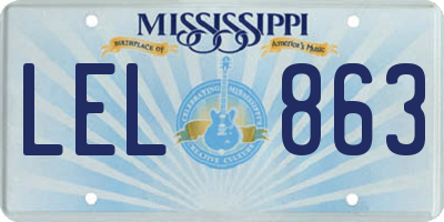 MS license plate LEL863