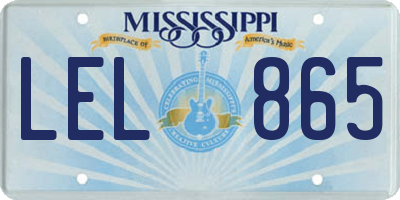 MS license plate LEL865