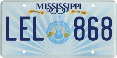 MS license plate LEL868