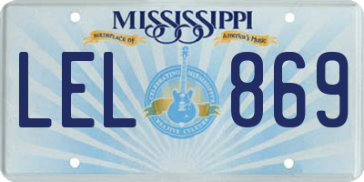 MS license plate LEL869