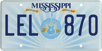MS license plate LEL870