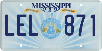 MS license plate LEL871