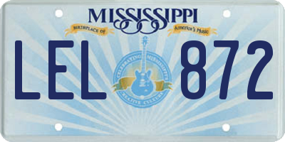 MS license plate LEL872