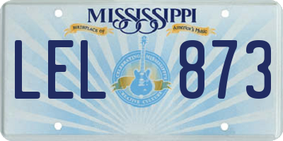 MS license plate LEL873