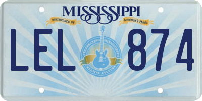 MS license plate LEL874
