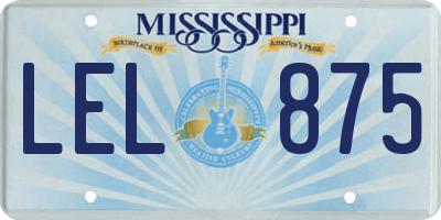 MS license plate LEL875