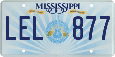 MS license plate LEL877