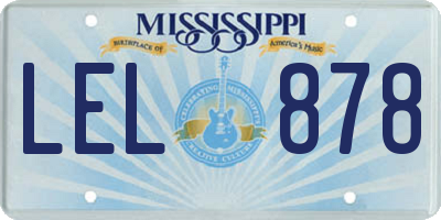 MS license plate LEL878
