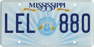 MS license plate LEL880
