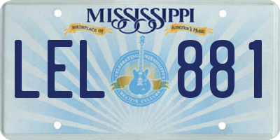 MS license plate LEL881