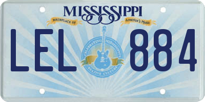 MS license plate LEL884