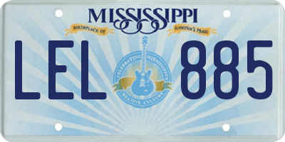 MS license plate LEL885