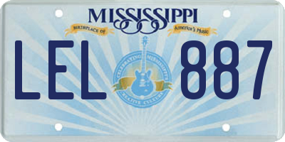 MS license plate LEL887