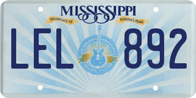 MS license plate LEL892
