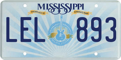 MS license plate LEL893