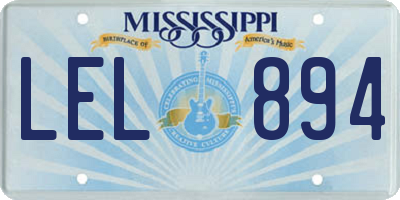 MS license plate LEL894