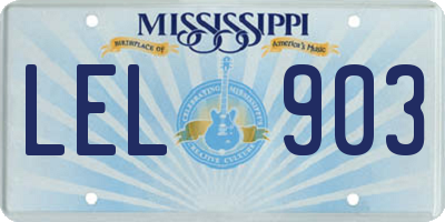 MS license plate LEL903