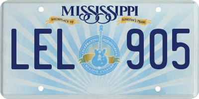 MS license plate LEL905