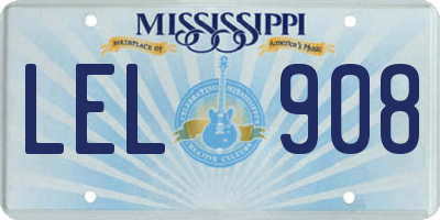 MS license plate LEL908