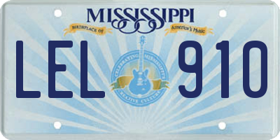 MS license plate LEL910