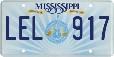 MS license plate LEL917