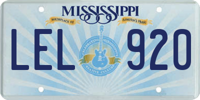 MS license plate LEL920