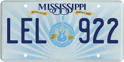 MS license plate LEL922