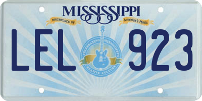 MS license plate LEL923