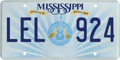 MS license plate LEL924