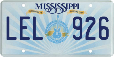 MS license plate LEL926